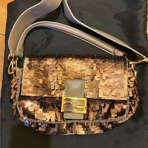 Fendi Sex and the City Sequin Baguette in Champagne